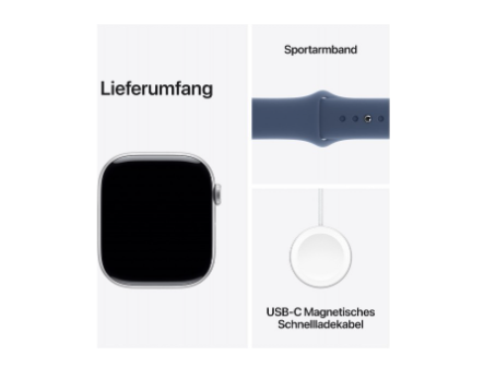 Apple Watch (Series 10) 2024 GPS 42 mm - Aluminium schwarz - Sportarmband blau Grade A+