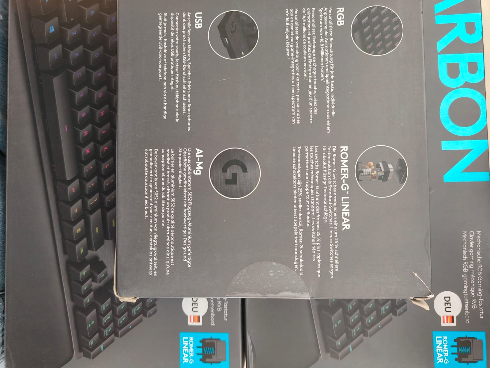 Logitech G513 Carbon mechanische RGB Gaming Tastatur QWERTZ Romer G linear Demo