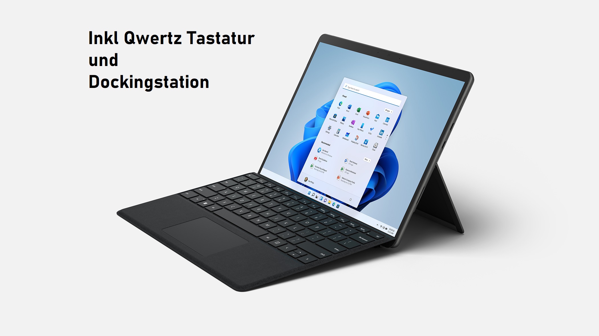 Microsoft Surface Pro 8  i5 1145G7  SSD 256 GB - RAM 16GB - LTE 4G mit Type Cover Qwertz und Dock Refurbished Grade A - platin 